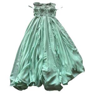 Vintage City Triangles Long Green Mint Dress Prom White Stones Women’s Sz 3